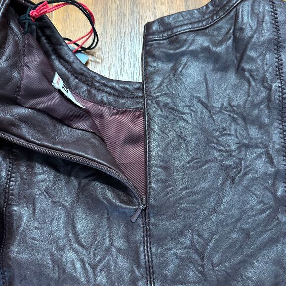 Zadig & Voltaire Chocolate Brown Crinkled Leather Ridley Dress, Large NWT - Picture 9 of 12